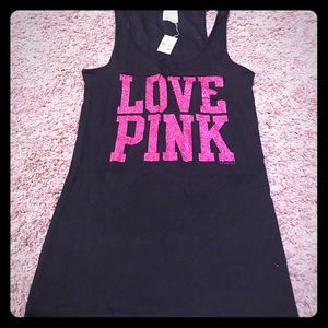 Pink by VS glitter ribbed tank top/sleep shirt